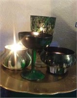 4 Piece Hand Painted Candle Holder Set