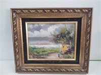 Vintage framed matted signed original painting