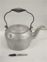 Large vintage aluminum tea pot