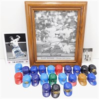 22 Vintage Mini Baseball Hats with Autographed