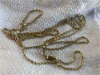 30" 14k Gold Rope Chain Necklace Marked Italy
