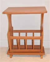 Painted Solid Wood Side Table Magazine Holder