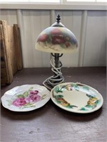 Table Lamp, 2 Decorative Plates