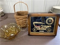 Basket, Glass Dishes, Clock