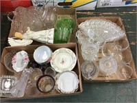 Glassware Assortment, Cut Glass Cups And Plates