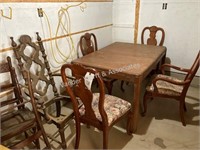 Dining room wooden table with chairs