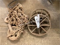 Chain hoist and 2) steel roller wheels