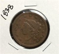 1838 Coronet Head Cent Coin