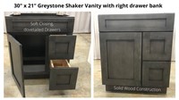 S3021 Greystone Shaker Vanity - Right Drawer Bank
