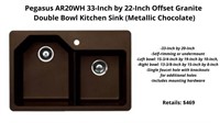 33" x 22" Chocolate Offset Granite Composite Sink