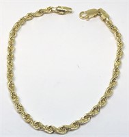 14KT YELLOW GOLD 5.50 GRS 7 INCH ROPE BRACELET