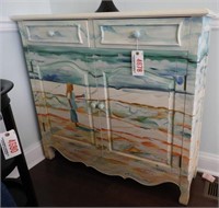 Lot #4678 - Two drawer over two door hand painted