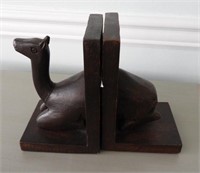 Lot #4686 - Carved wooden figural camel bookends
