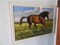 Lot #4692 - Framed Oil on Canvas of horse in