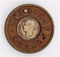 Coin 1844 Great Britain Model "1" Penny - Token