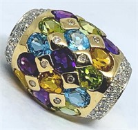 14KT YELLOW GOLD 6.00CTS COLORED STONE & .60CTS