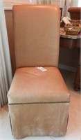 Lot #4731 - Leather High back vanity chair with