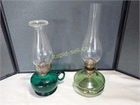 Two Green Oil Lamps