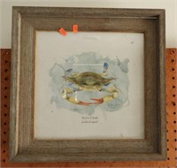 Lot #4859A - Framed Blue crab print 15” x 16”