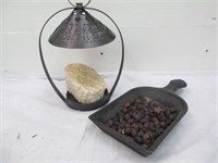 Primitive Look Tin Punch Candle holder & Scoop