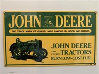 HEAVY ENAMEL JOHN DEER SIGN 15.5 X 9.25