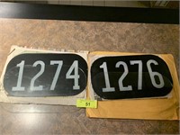 PAIR OF 2 GLASS LOCMOTIVE / TRAIN NUMBERS