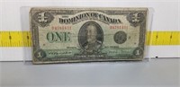 1923 Canada $1 Note