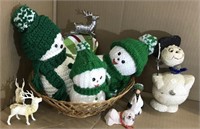 snowmen - nut dish - tree ornaments