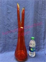 Fayette handmade amberina art glass vase -20in