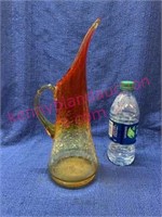 Amberina crackle glass pitcher