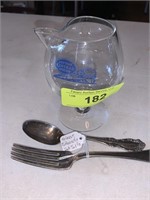 NEW YORK CENTRAL GLASS, FORK AND SPOON