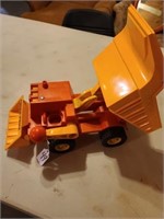 Vintage Fisher Price Dump Truck Yellow Orange Toy