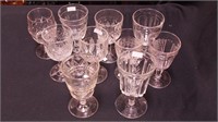 10 early American pressed glass water goblets,