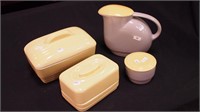 Four ceramic refrigerator dishes made by Hall,
