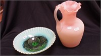 A faux Bernise-style pitcher and green opalescent
