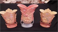 Three Hull pottery vases: a pair of 9" high
