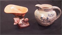 Two pieces of pottery including a Roseville 6"