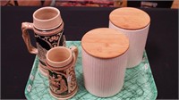 Two steins, one 9" marked made in Western