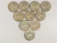 Lot of (10)  Washington Silver Quarters