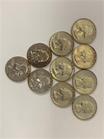 Lot of (10)  Washington Silver Quarters