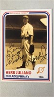 Herb Juliano baseball card pic and post card