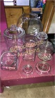 Lot of glass. Assorted canisters & lids