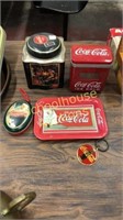 5 Coca Cola collectibles including 1996 radio,