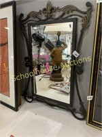 Metal framed decorative mirror 17” x 28”