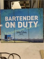 Beach decor Bartender on Duty Blue Chair Bay 24”