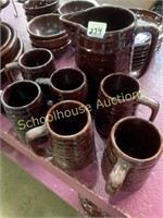 Mar Crest Stoneware Daisy Dot brown glaze 6 mugs