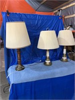 Three electric lamps, 27 inches high and 30 inches