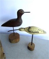 Pair Carved Shore Birds