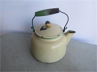 Enamelware Tea Kettle With Wood Handle