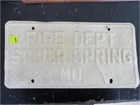 FIRE DEPARTMENT SILVER SPRING MD LICENSE PLATE